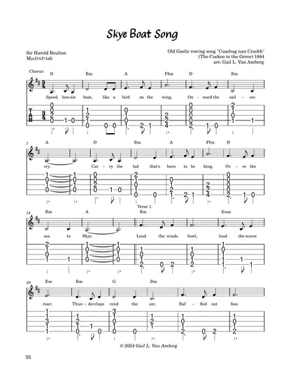Skye Boat Song in mountain dulcimer tab, from MaxDAD Songbook by Gail L. Van Amberg