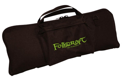 Tin whistle/Native American flute carrying case, black, embroidered Folkcraft Instruments logo, front view