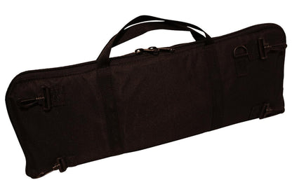 Tin whistle/Native American flute carrying case, black, embroidered Folkcraft Instruments logo, back view