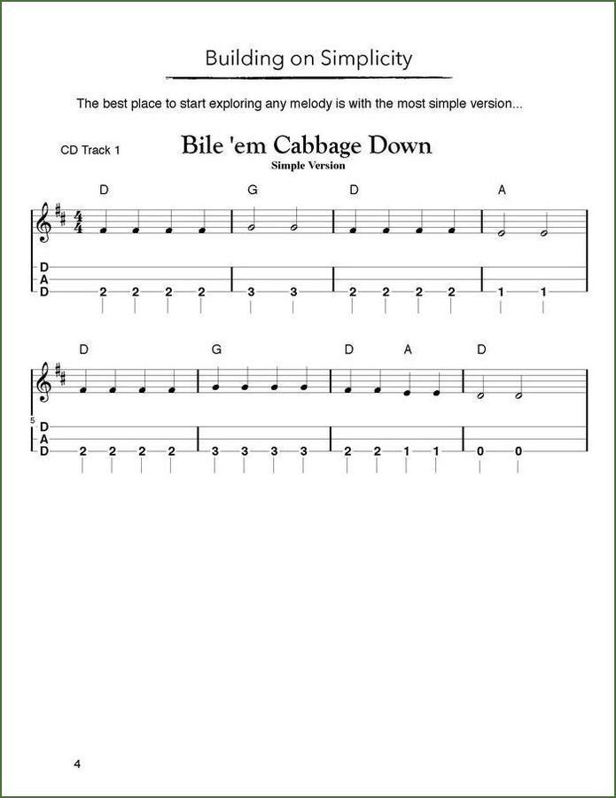 Aaron O'Rourke - Tunes And Techniques - Bile 'Em Cabbage Down, mountain dulcimer songbook, photo 3