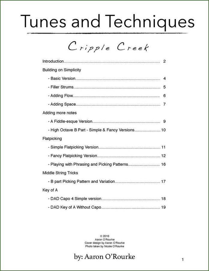 Aaron O'Rourke - Tunes And Techniques - Cripple Creek, mountain dulcimer songbook, photo 2