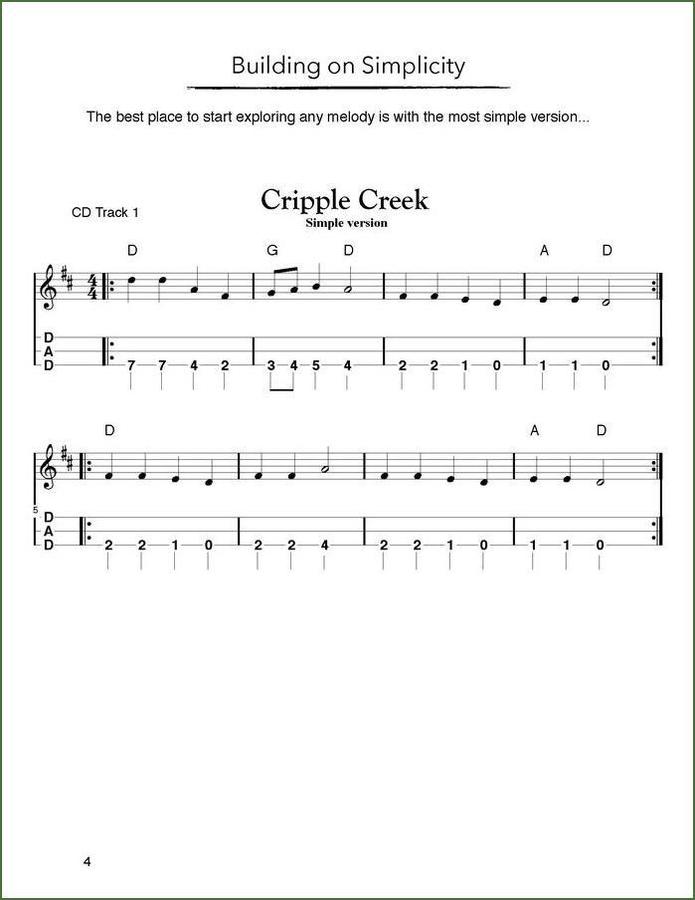 Aaron O'Rourke - Tunes And Techniques - Cripple Creek, mountain dulcimer songbook, photo 3