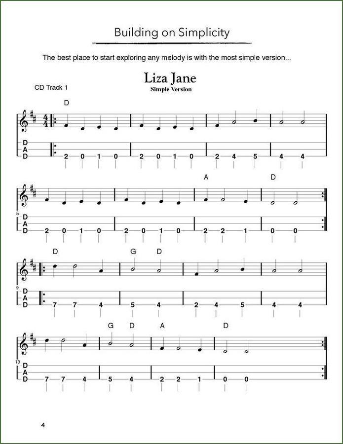 Aaron O'Rourke - Tunes And Techniques - Liza Jane, mountain dulcimer songbook, photo 3