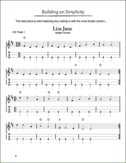 Aaron O'Rourke - Tunes And Techniques - Liza Jane, mountain dulcimer songbook, photo 3