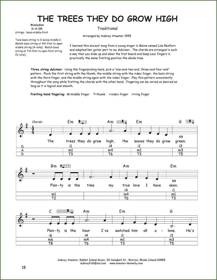 Aubrey Atwater - Song By Song, Vol. I, mountain dulcimer songbook, photo 3