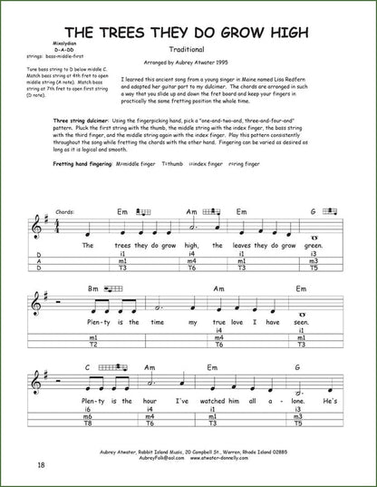 Aubrey Atwater - Song By Song, Vol. I, mountain dulcimer songbook, photo 3