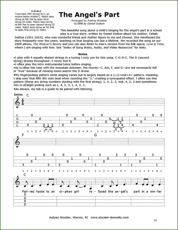 Aubrey Atwater - Song By Song, Vol. II, mountain dulcimer songbook, photo 3