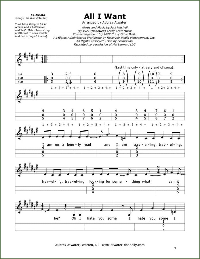 Aubrey Atwater - Song By Song, Vol. II, mountain dulcimer songbook, photo 4