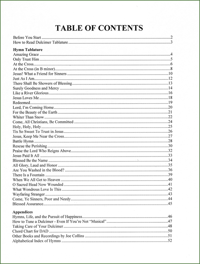 Joe Collins - Simply Hymns, DAD Version, mountain dulcimer songbook, photo 2