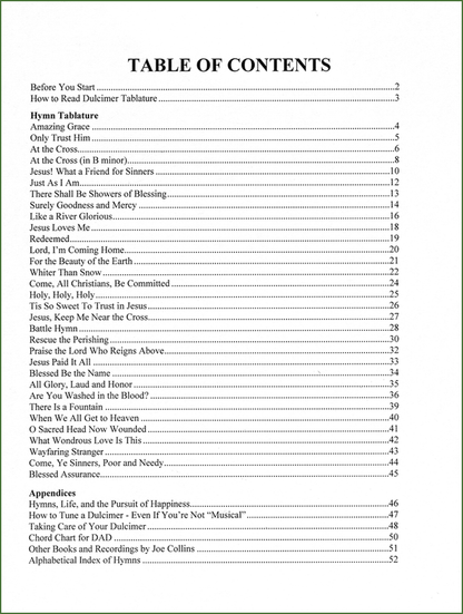 Joe Collins - Simply Hymns, DAD Version, mountain dulcimer songbook, photo 2