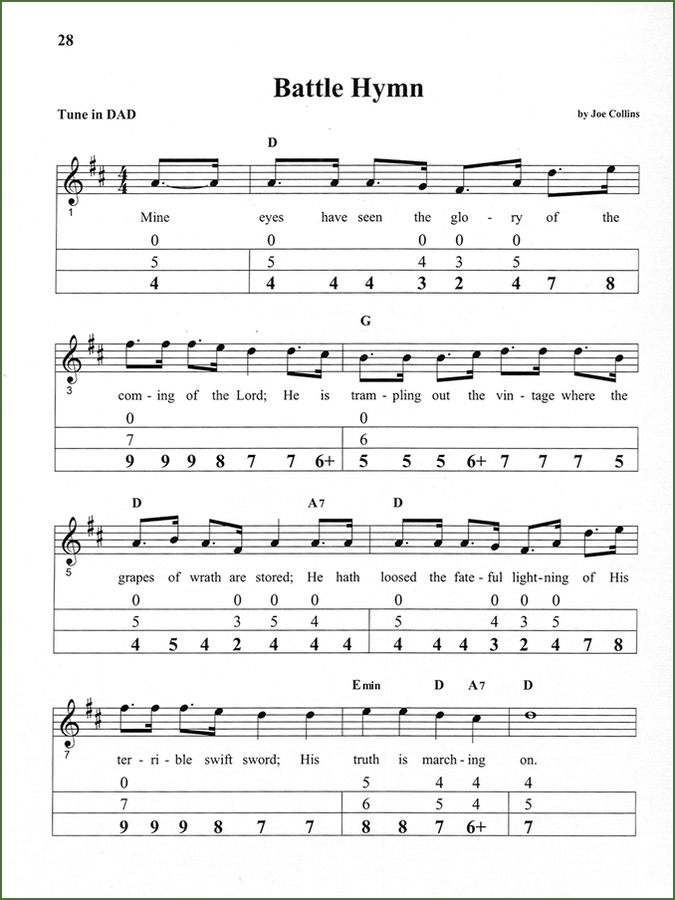 Joe Collins - Simply Hymns, DAD Version, mountain dulcimer songbook, photo 3