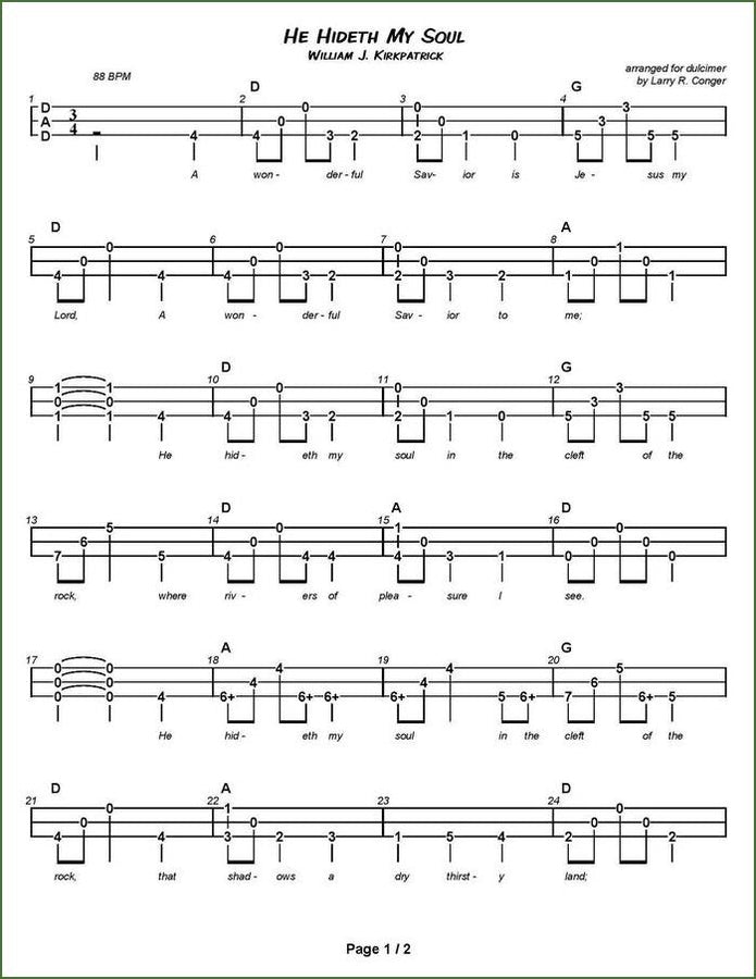 Larry Conger - Hymns, Spirituals, And Sacred Songs, mountain dulcimer songbook, photo 3