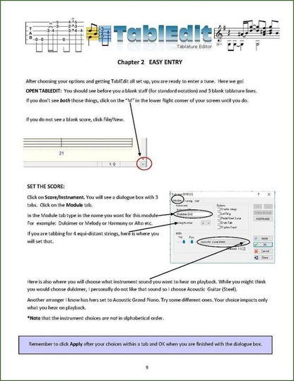 Melanie Johnston - TablEdit Manual, PC Edition, mountain dulcimer instruction book, photo 5