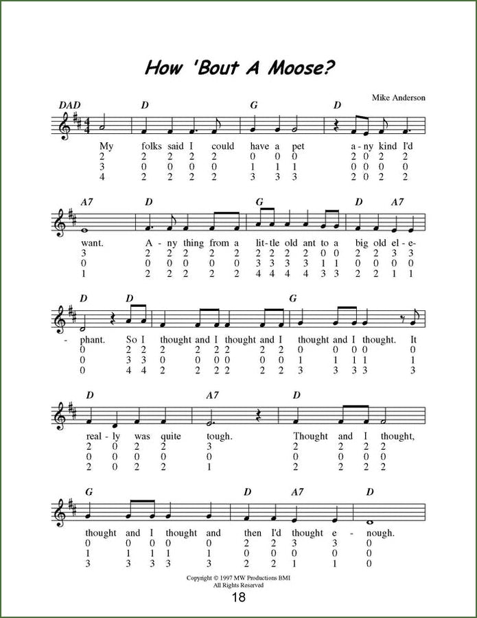 Mike Anderson - Songs For Kids, mountain dulcimer songbook, photo 5