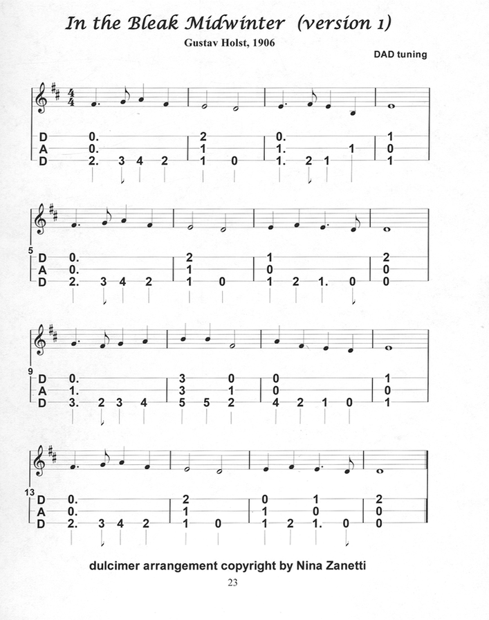 Nina Zanetti - Winter Variations, mountain dulcimer songbook, photo 3