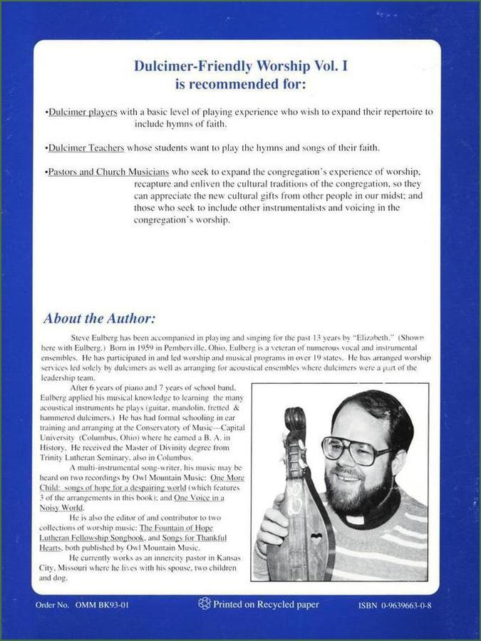 Steve Eulberg - Dulcimer-Friendly Worship, Vol. 1: The Season Of Advent-Folkcraft Instruments