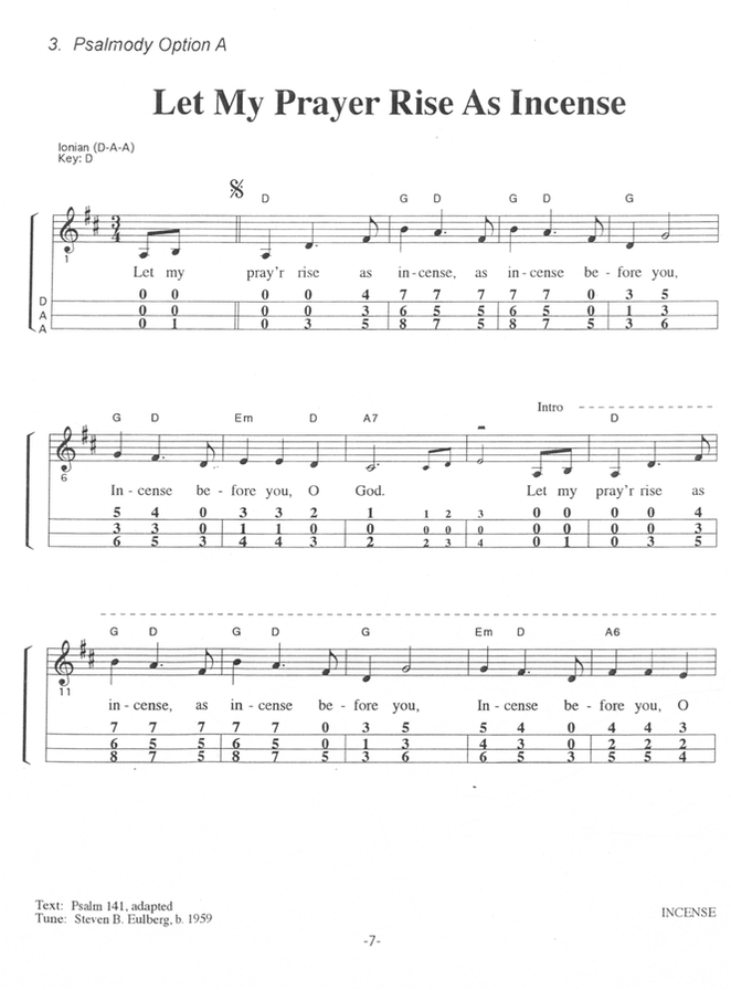 Let My Prayer Rise As Incense in mountain dulcimer tab, from Dulcimer-Friendly Worship, Vol. 2