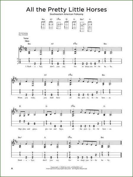 Mountain dulcimer sheet music tab cover featuring popular beginner songs for learning chords and melodies