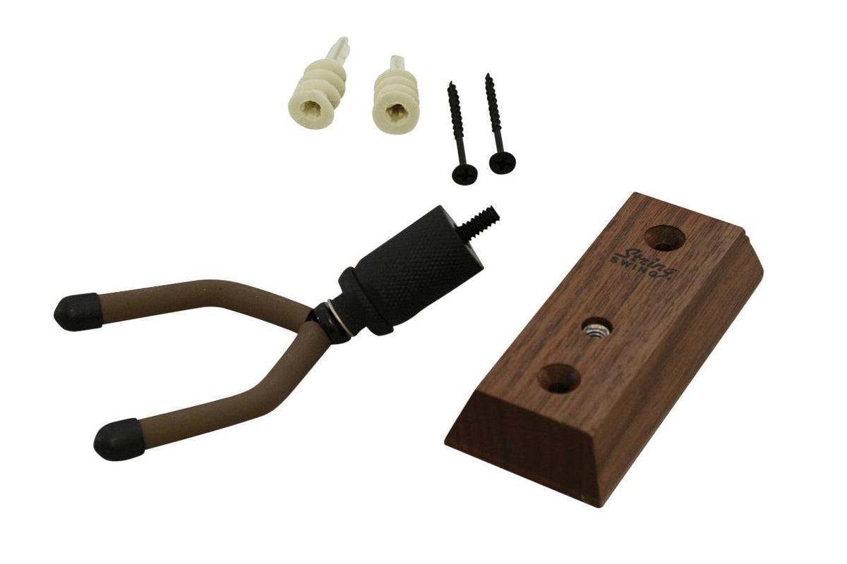 Black Walnut Ukulele Hanger, Wall Mount-Folkcraft Instruments