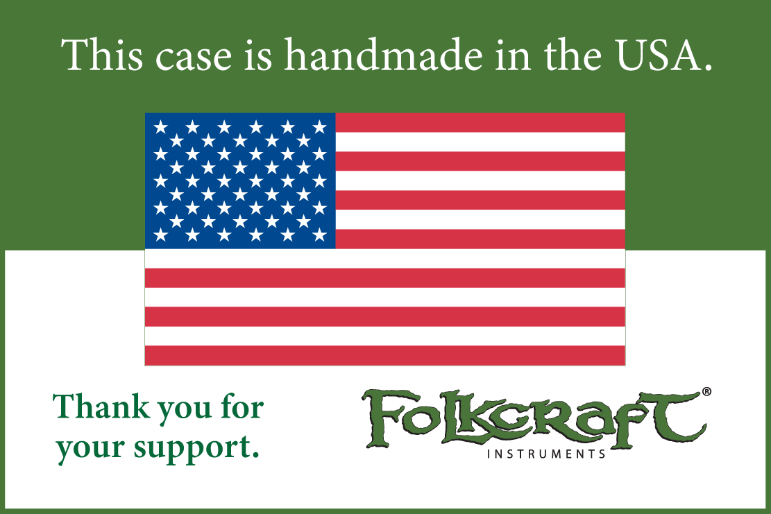 Dulcimer Carrying Case, Embroidered With "FolkRoots® Dulcimers" Logo, Black-Folkcraft Instruments Dulcimer Case Bag