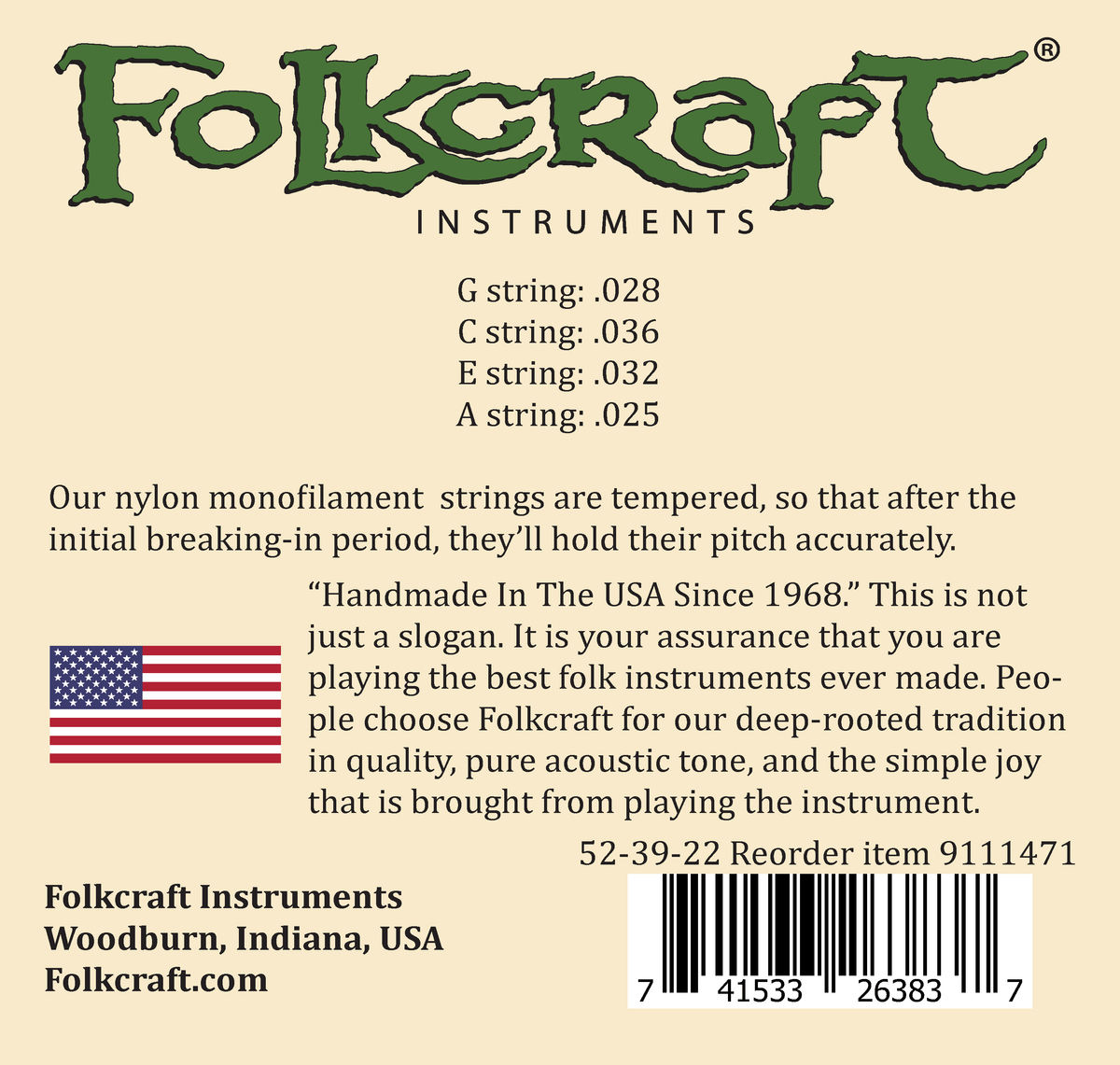 Druid Moon® Ukulele String Set (.025" .032" .036" .028")-Folkcraft Instruments