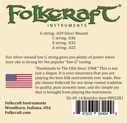 Druid Moon® Ukulele String Set (.025" .032" .036" .029"W)-Folkcraft Instruments