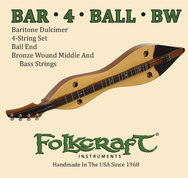 Folkcraft® Mountain Dulcimer String Set, Baritone, Ball Ends (.014" .014" .022"BW .034"BW)-Folkcraft Instruments