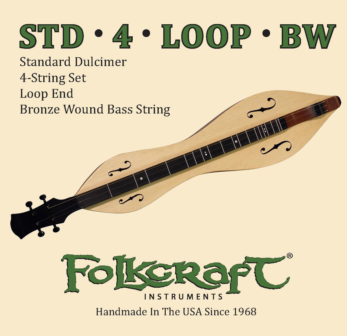 Folkcraft® Mountain Dulcimer String Set, Loop Ends (.011" .011" .013" .024"BW)-Folkcraft Instruments