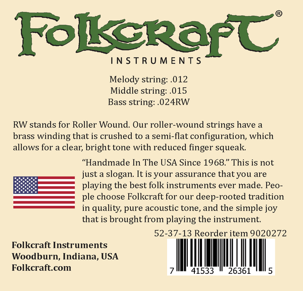 Dulcimer String Set loop end dulcimer string set .012 .015 .024 Folkcraft – Folkcraft ...
