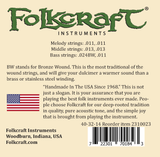 Folkcraft® Mountain Dulcimer String Set, Six String, Loop Ends (.011" .011" .013" .013" .024BW" .011")-Folkcraft Instruments