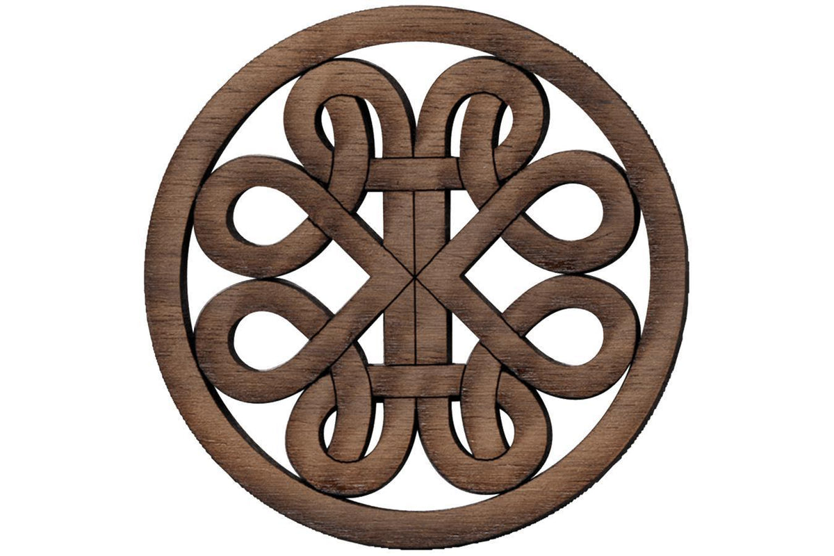 Folkcraft® Rosette, Curvy Road, Walnut, 2 3/16" Diameter-Folkcraft Instruments