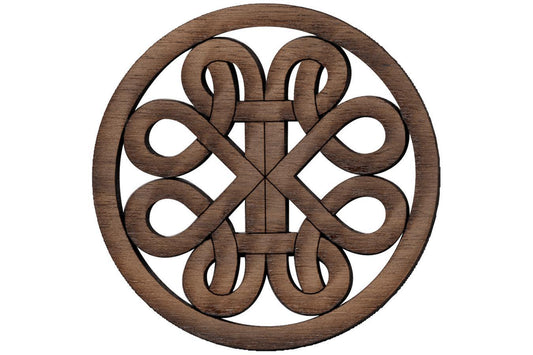 Folkcraft® Rosette, Curvy Road, Walnut, 2 3/16" Diameter-Folkcraft Instruments
