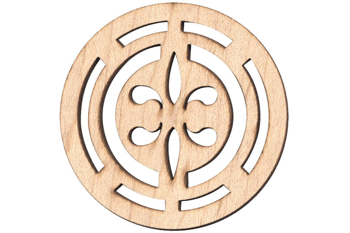 Folkcraft® Rosette, Fleur-de-lis, Maple, 1 1/2" Diameter-Folkcraft Instruments