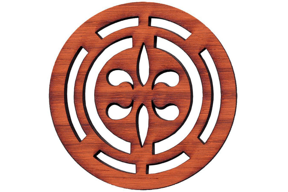 Folkcraft® Rosette, Fleur-de-lis, Padauk, 1 1/2" Diameter-Folkcraft Instruments