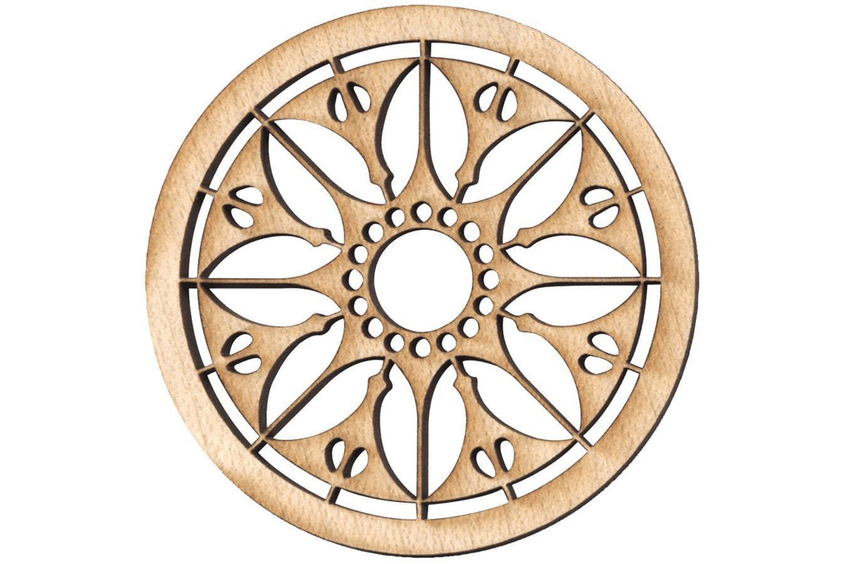 Folkcraft® Rosette, Flowering Sun, Maple, 1 1/2" Diameter-Folkcraft Instruments
