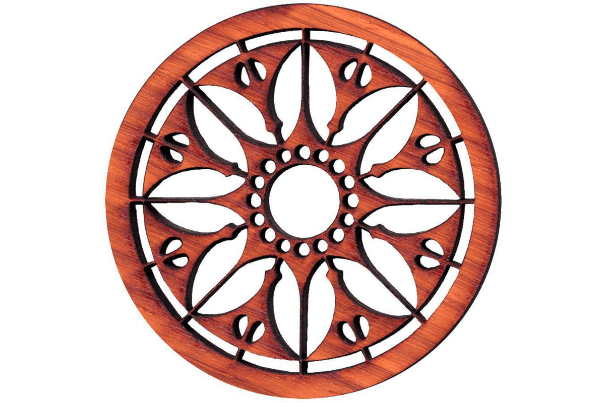 Folkcraft® Rosette, Flowering Sun, Padauk, 1 1/2" Diameter-Folkcraft Instruments
