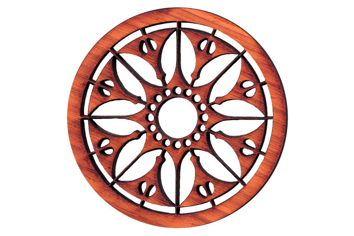 Folkcraft® Rosette, Flowering Sun, Padauk, 2 3/16" Diameter-Folkcraft Instruments