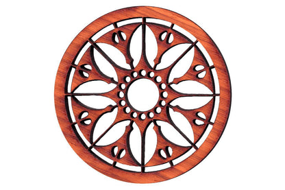 Folkcraft® Rosette, Flowering Sun, Padauk, 2 3/16" Diameter-Folkcraft Instruments