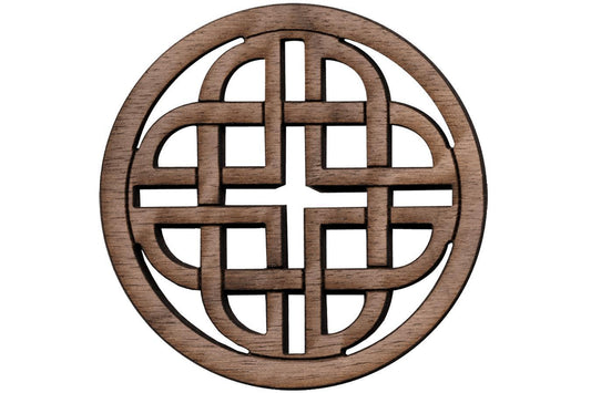 Folkcraft® Rosette, Modern Celtic Shield, Walnut, 2 3/16" Diameter-Folkcraft Instruments