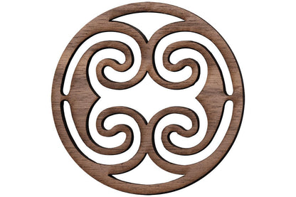 Folkcraft® Rosette, Ocean Waves, Walnut, 1 1/2" Diameter-Folkcraft Instruments