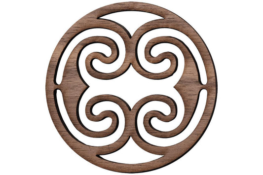 Folkcraft® Rosette, Ocean Waves, Walnut, 1 1/2" Diameter-Folkcraft Instruments