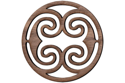 Folkcraft® Rosette, Ocean Waves, Walnut, 2 3/16" Diameter-Folkcraft Instruments