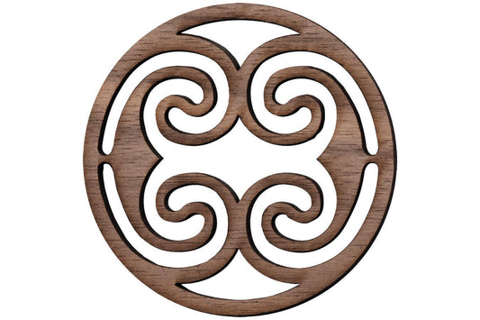 Folkcraft® Rosette, Ocean Waves, Walnut, 2 3/16" Diameter-Folkcraft Instruments