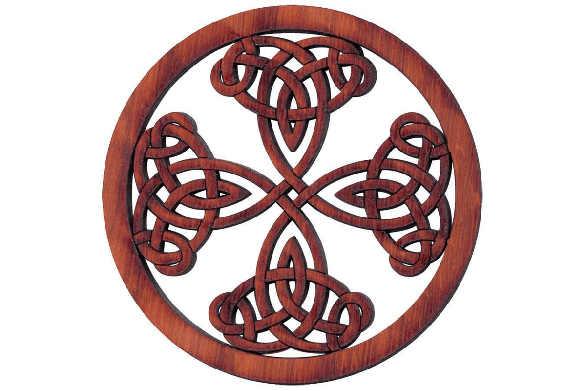 Folkcraft® Rosette, Tight Pattern Shield Cross, Padauk, 1 1/2" Diameter-Folkcraft Instruments