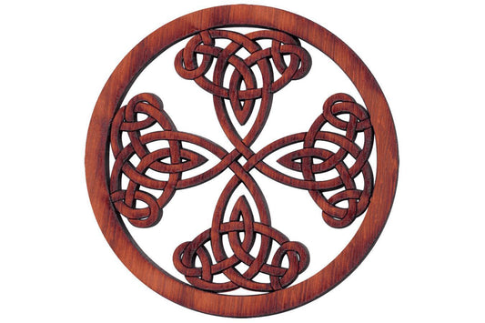 Folkcraft® Rosette, Tight Pattern Shield Cross, Padauk, 1 1/2" Diameter-Folkcraft Instruments