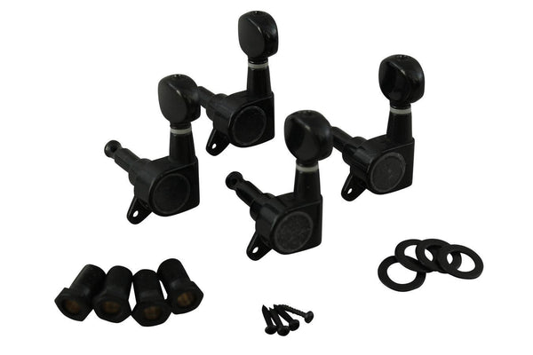 Machine Heads (Lefts Only), Enclosed Gear, Black Chrome Finish, Four Pack-Folkcraft Instruments
