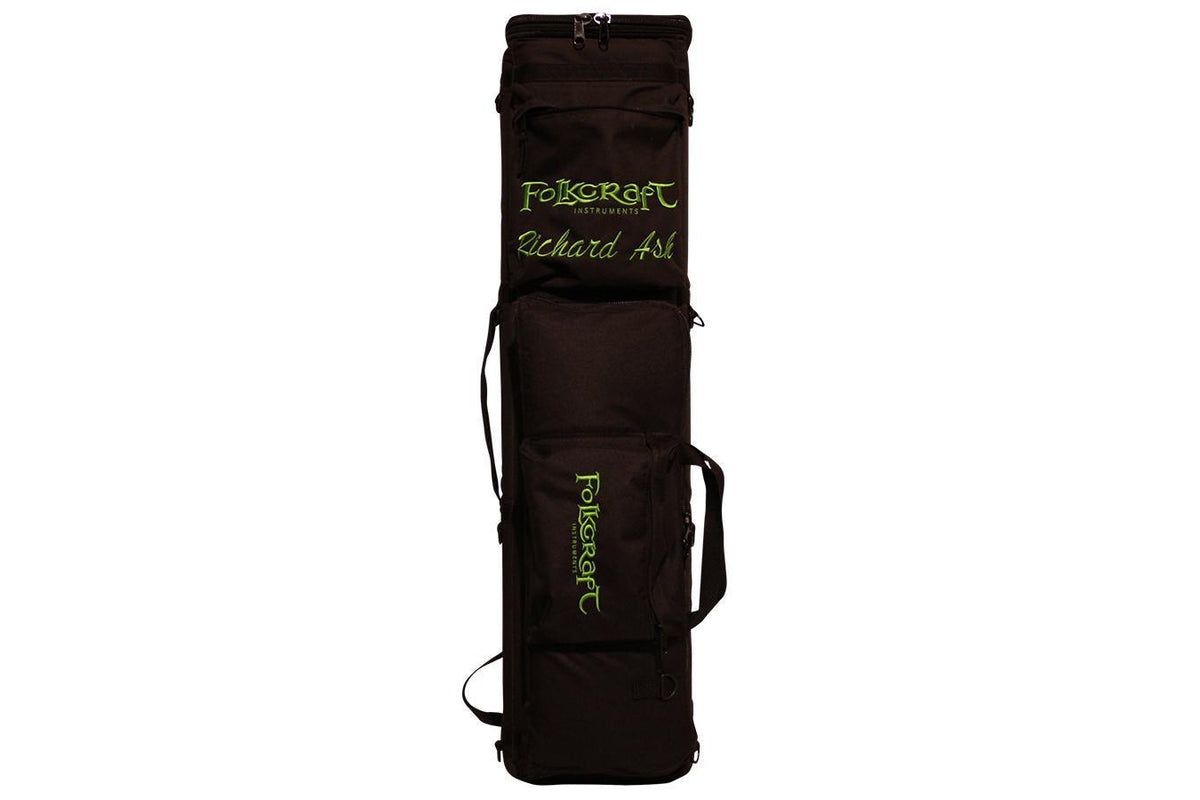 Tin Whistle/Native American Flute Carrying Case, Embroidered With "Folkcraft® Instruments" Logo, Black-Folkcraft Instruments Dulcimer Case Bag