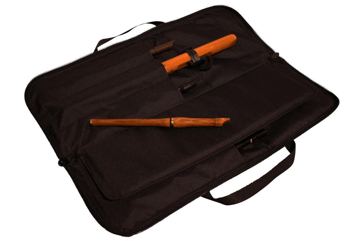 Tin Whistle/Native American Flute Carrying Case, Embroidered With "Folkcraft® Instruments" Logo, Black-Folkcraft Instruments Dulcimer Case Bag